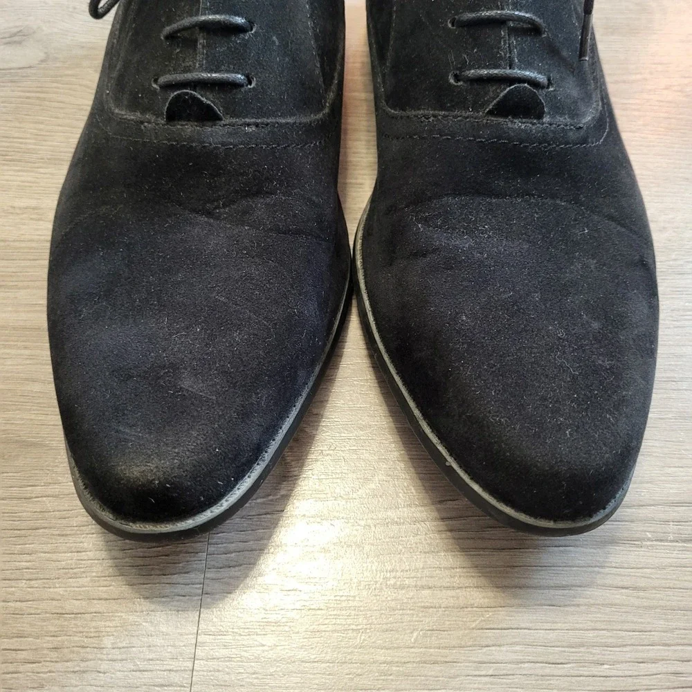 ASOS Mens Black Faux Suede Oxford Dress Shoes Lace Up Formal‎ Almond Toe SIZE 9